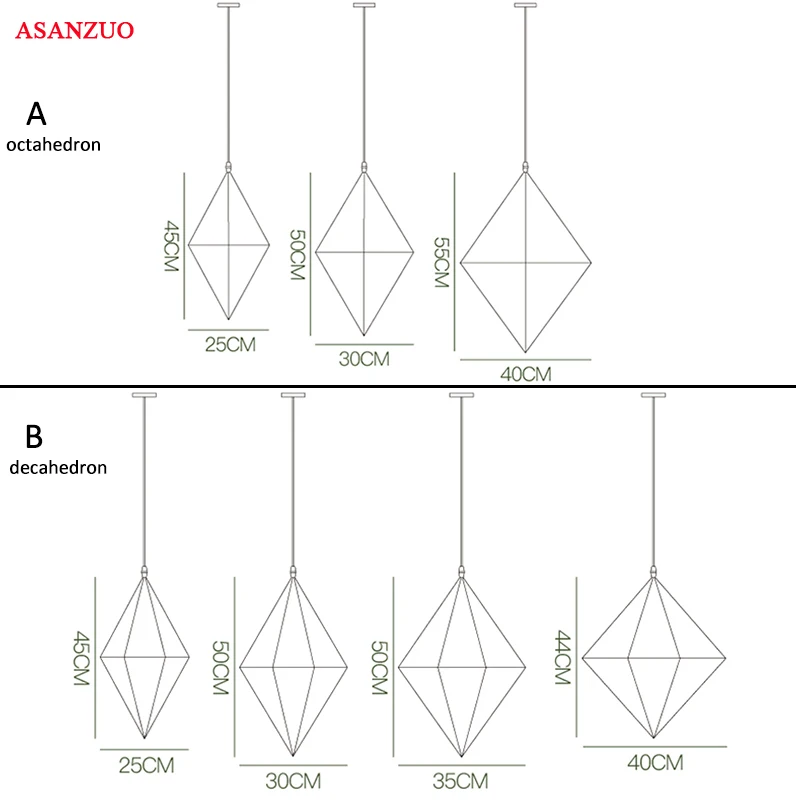 

Postmodern stainless steel polyhedron pendant lights creative personality fashion bedroom restaurant bar cafe pendant lamp