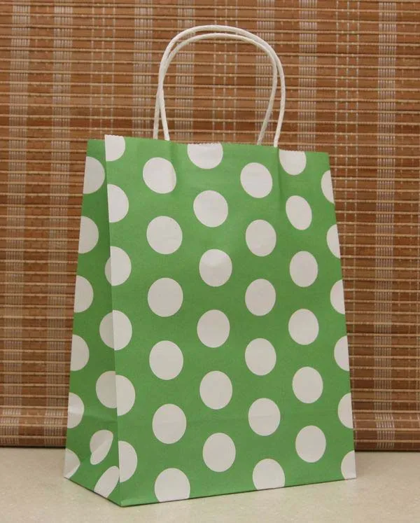 Бесплатная доставка! 1 лот = 30 шт.! Новые подарочные бумажные пакеты в горошек 27*21*11