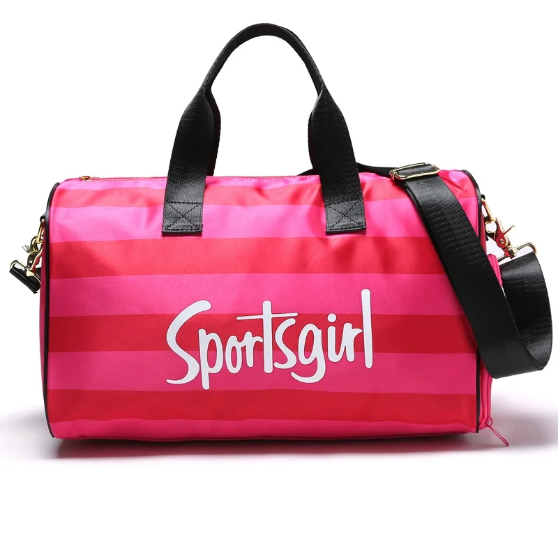 

Red Stripe Gym Bag Large Capacity Waterproof Lady Outdoor Travel Gymnastic Training Sports Bag for Women Fitness Yoga Mat Bag