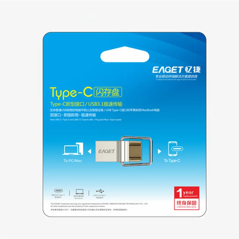 Eaget USB Флешка 32 ГБ OTG металла 3 0 Pen Drive Key Тип C накопитель мини U диск Memory Stick Лидер
