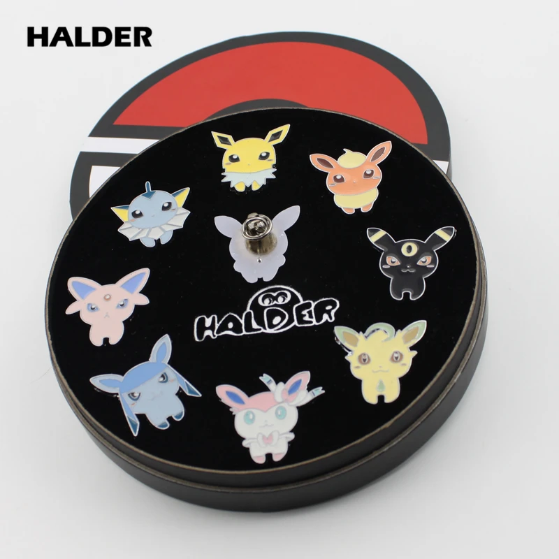 Аниме halder Pocket Monsters Pokemon Eevee family мультфильм коробка Косплей эмаль броши лацкан рюкзак сумки значок булавки подарок 9 шт