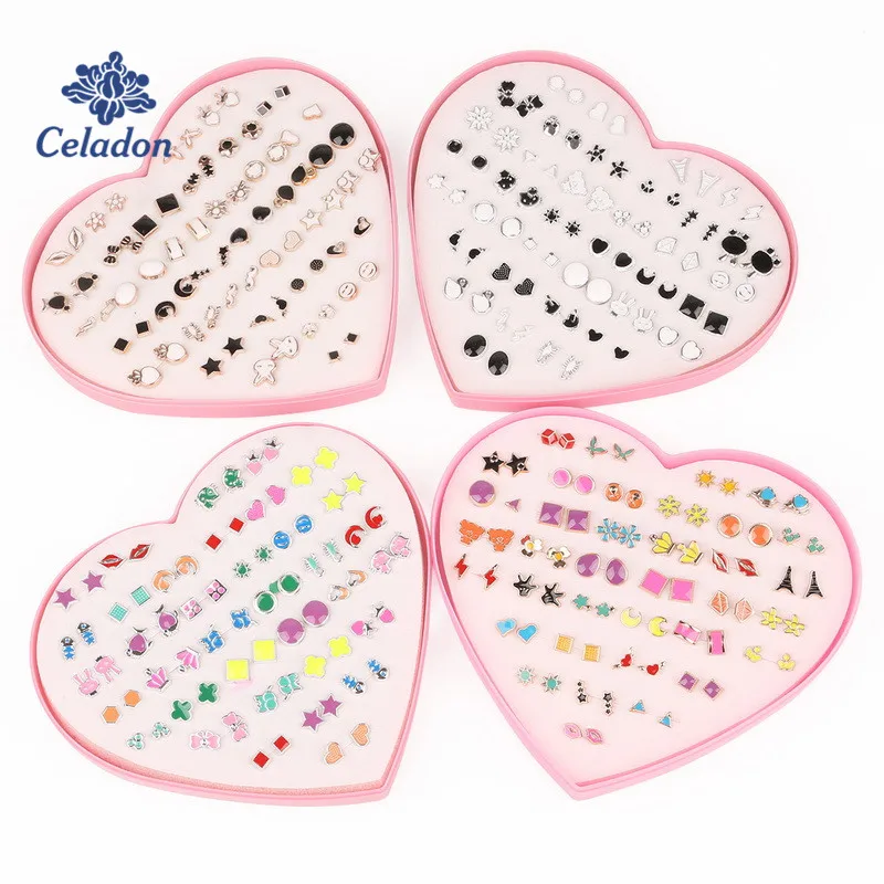 36 пар корейских модных сережек-гвоздиков золотистого и серебряного цвета