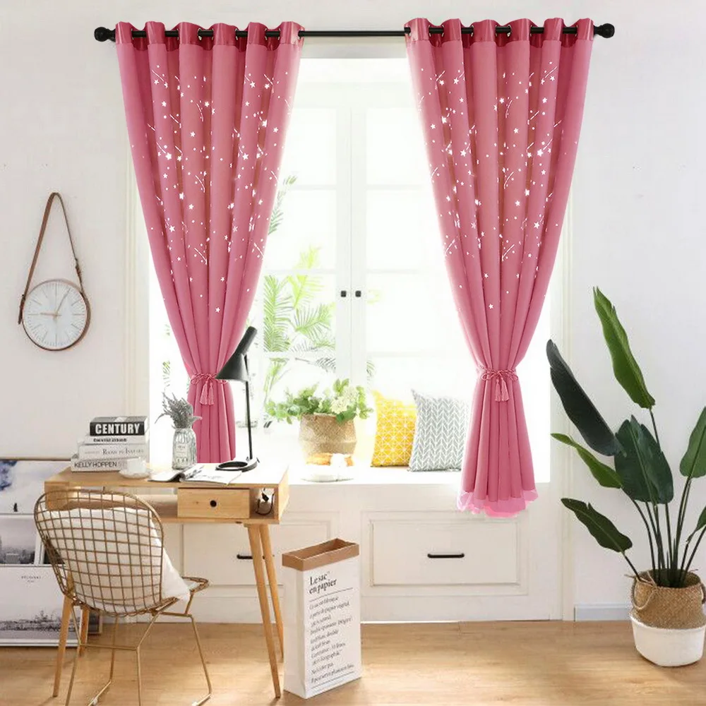 2 шт. двухслойные занавески для пробивки высокое затенение гостиной детской