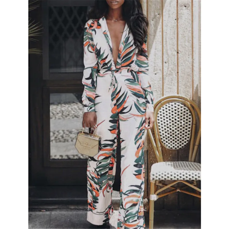Модные осенние Для женщин глубокий v образным вырезом Playsuit Клубная одежда Bodycon с
