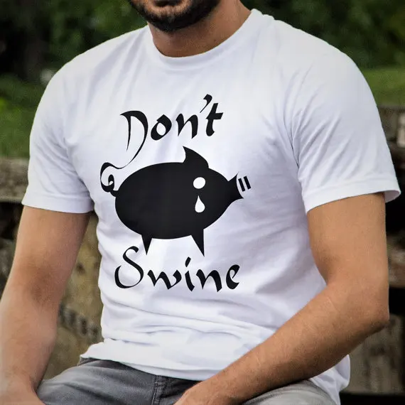 

Dont Swine, Mens Tshirt, Vegan Tee, Animal Rights, Pig Design, Pigs, Farm Animals, Vegan Gift, Gifts for Vegans-D052