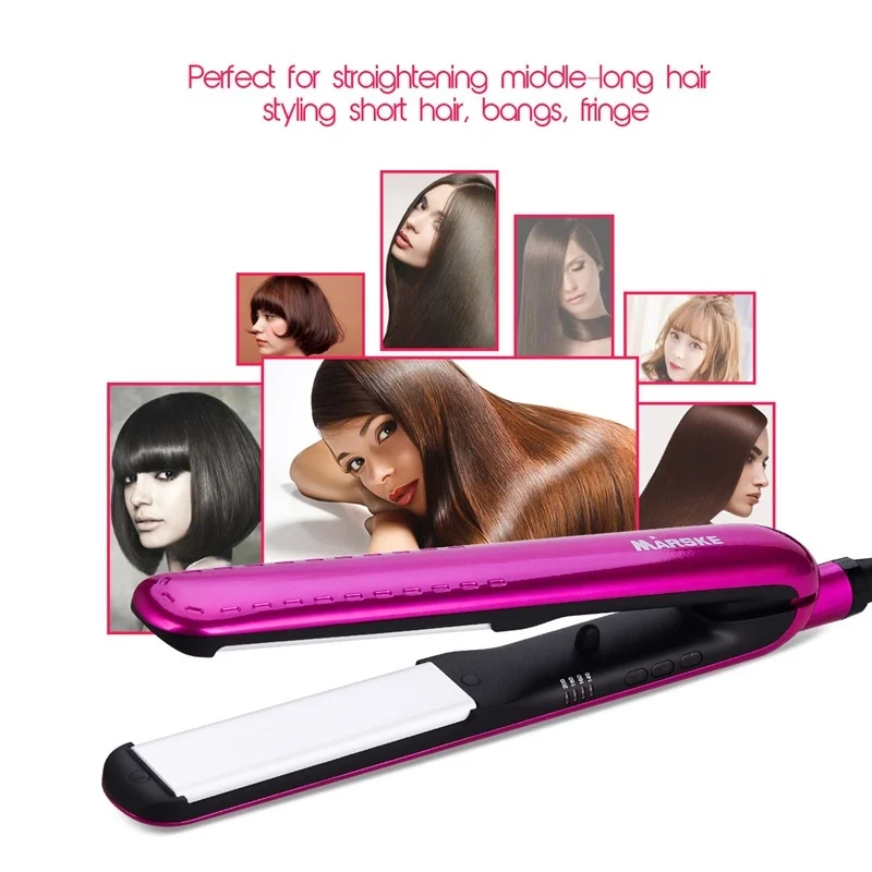 MARSKE 2 in 1 Ceramic Hair Straightener Temperature Adjustable Straightening Iron Straight Plate Flat Curler Styler | Красота и