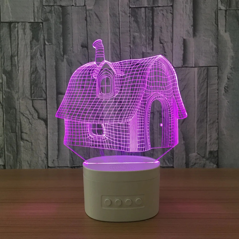 Маленький 3D ночной Светильник The house светодиодсветодиодный лампа с цветными