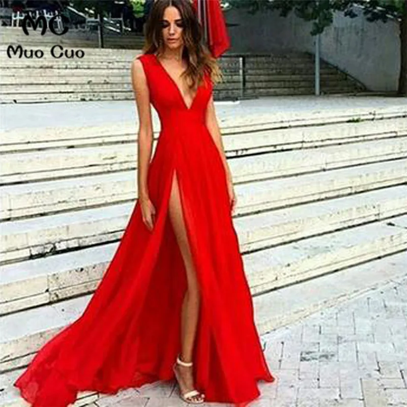 

Wellbridal 2018 красные платья для выпускного вечера с глубоким V-образным вырезом без рукавов шифоновое официальное Вечернее Платье Дешевое вечернее платье