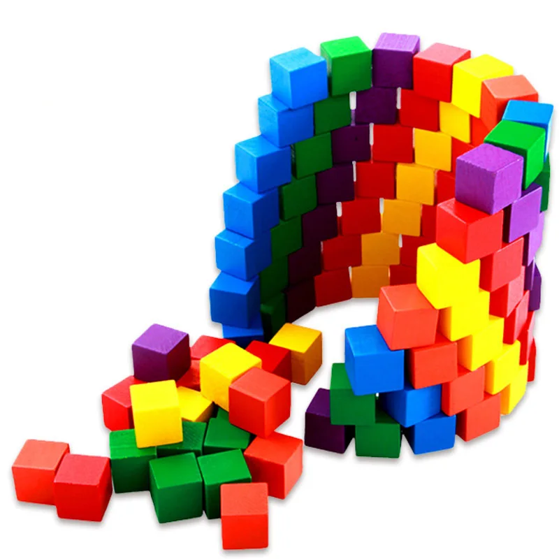 

100pcs Colorful building Wooden Chopping Block Baby Geometric Shape Educational Wooden Toys Baby Toy Game Gifts for Children