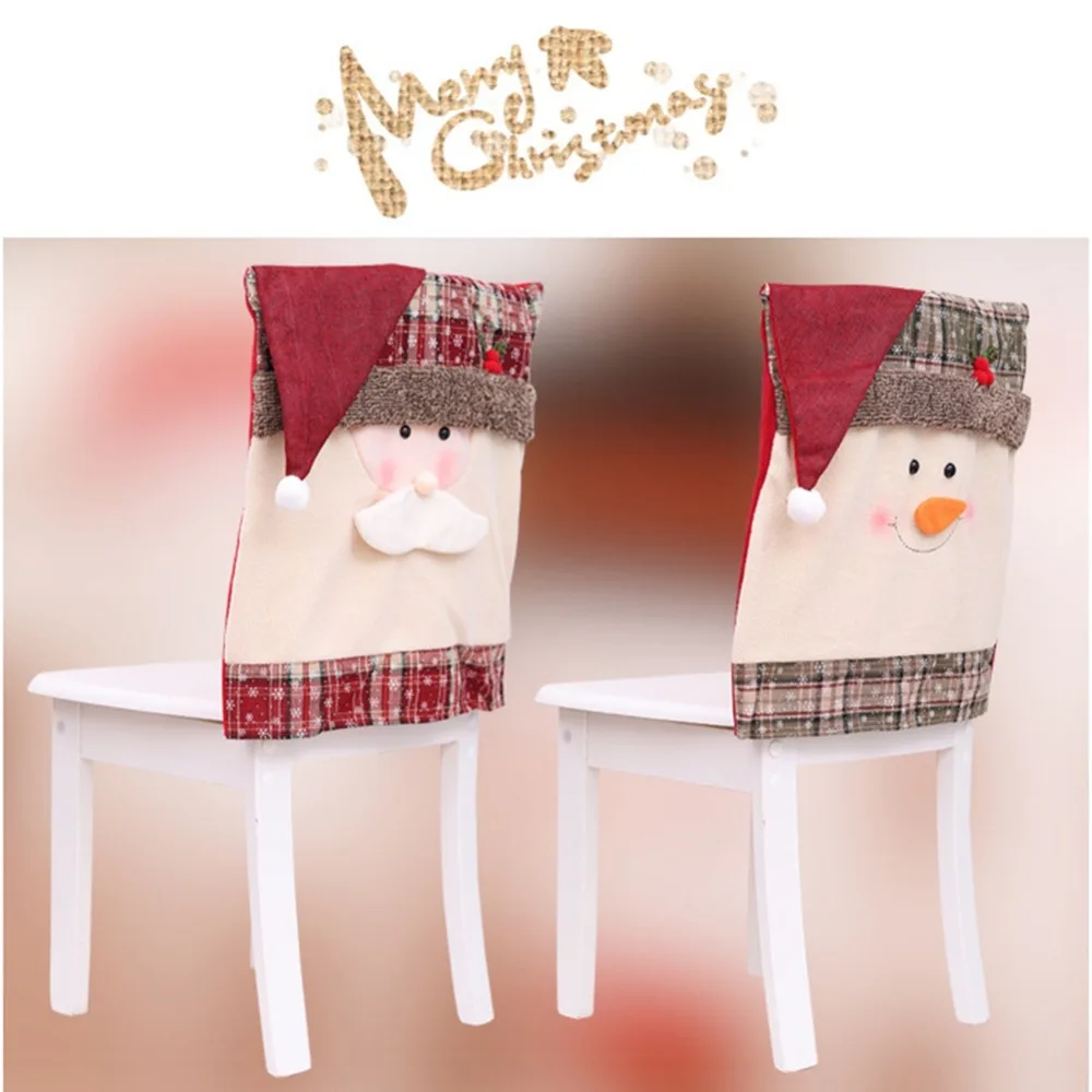 Рождественские украшения для дома Санта-Клаус стул крышка обеденный стол