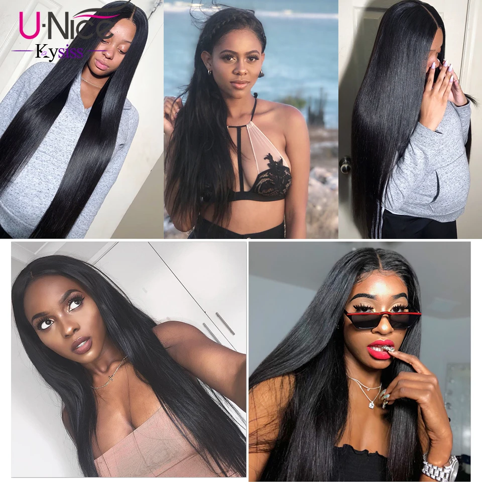 

UNice Hair Kysiss Series Straight Brazilian Hair Weave Bundles 3 PCS 100% Human Hair Extensions Natural Color Virgin Hair Weave
