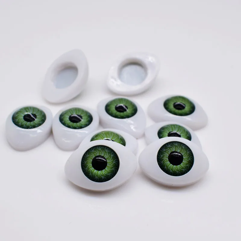 Green 20 шт.(10 пар) Овальные Плоские Пластиковые глаза BJD для фарфора или куклы Reborn для изготовления DIY принадлежностей - Цвет: Green