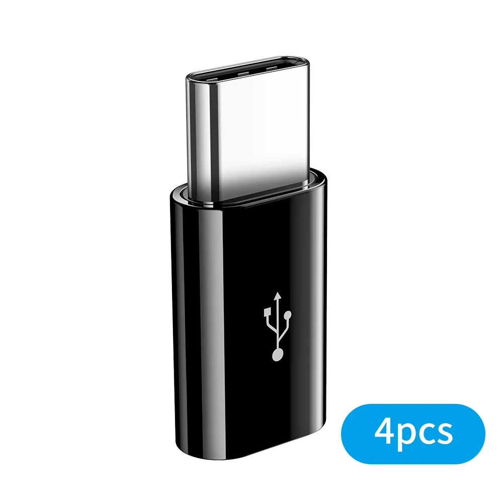 Black 4PCS USB raxfly type C OTG адаптер для samsung S10 Micro USB мама к type C папа адаптер синхронизации данных USBC зарядное устройство для Macbook Xiaomi - Цвет: Black 4PCS