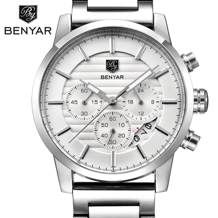 BENYAR брендовые модные спортивные часы с хронографом Reloj Hombre ремешок из