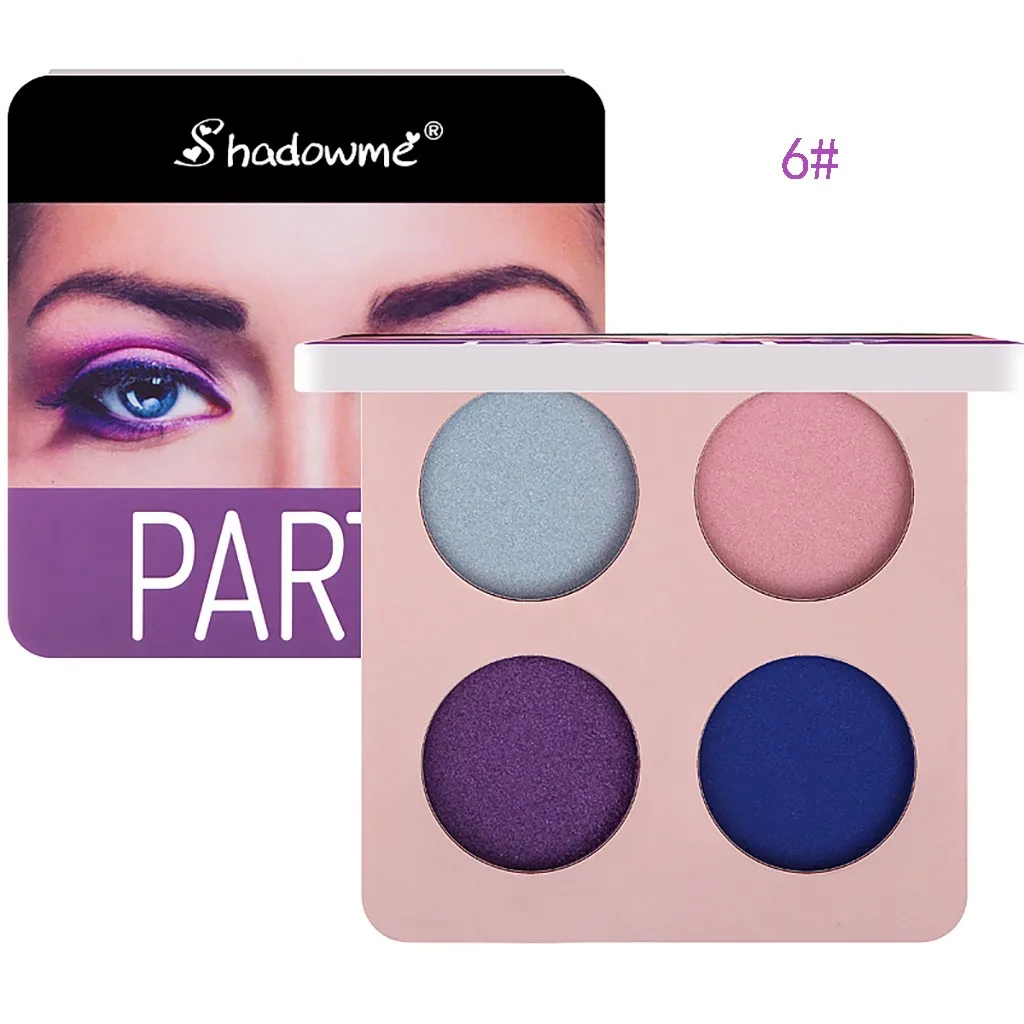 Палитра теней для век с блестками цветная косметика 4 цвета тени блюдо