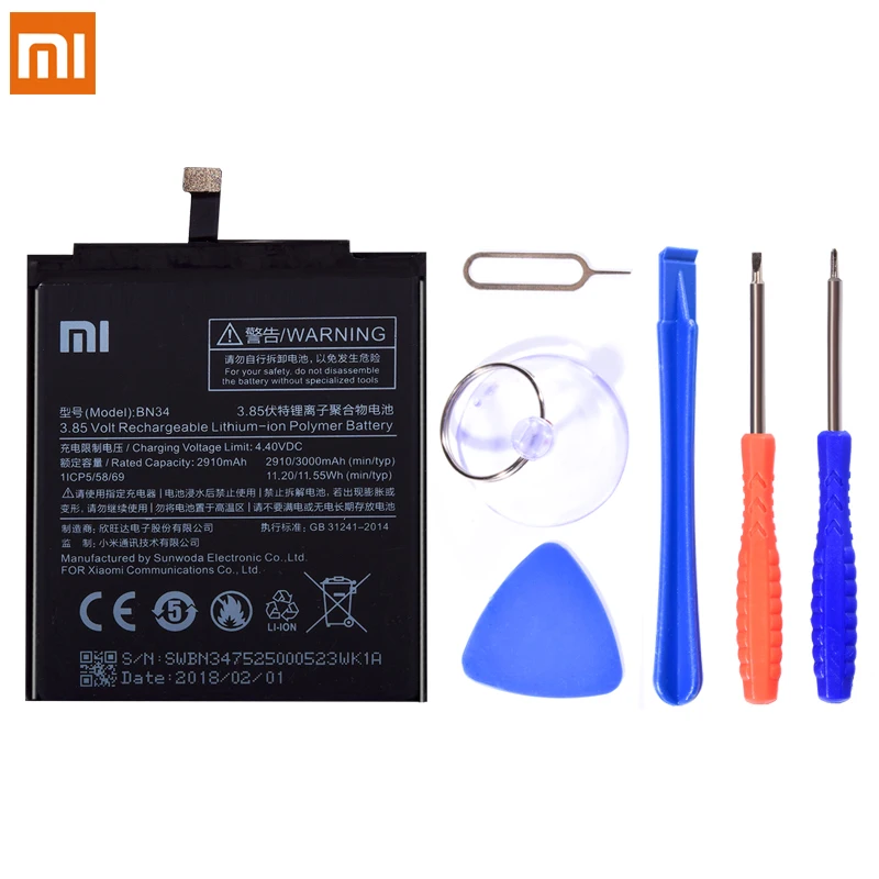 BN44 BN35 BN40 BN42 BN34 Аккумулятор для Xiaomi Redmi 5 Plus 5A 4Pro литий-полимерный Redmi5 Plus 4 Pro батареи Бесплатные инструменты