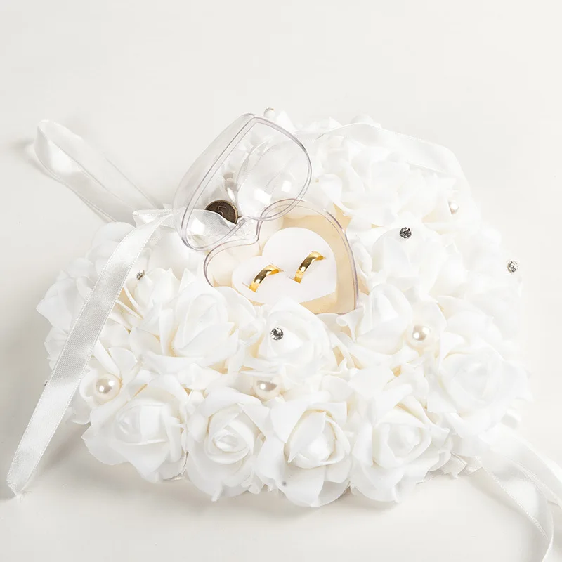 Висит Роза обручальное кольцо Подушка с подарком Box Обручальное коробка сердце