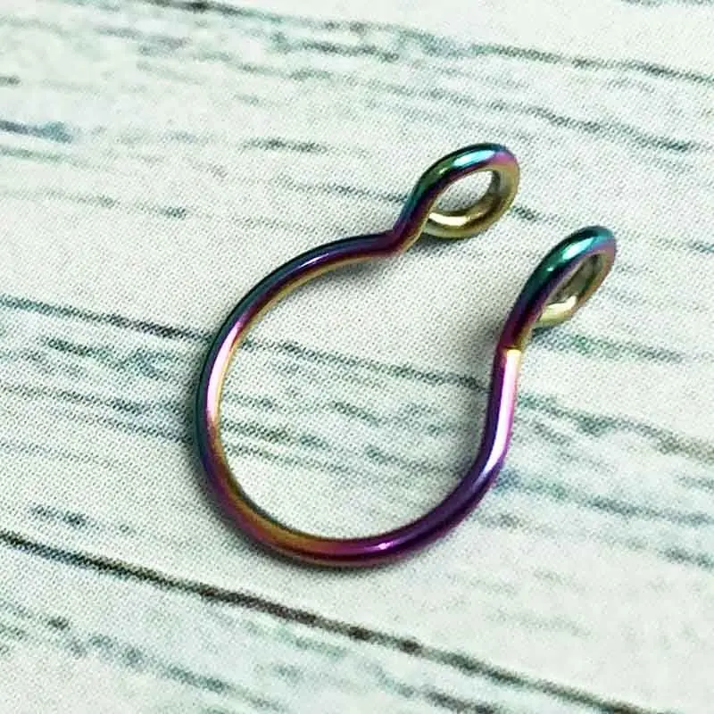 Rainbow 8 цветов поддельные искусственные перегородки кольцо обруч поддельные нос кольцо поддельный пирсинг Cilp на нос кольцо - Окраска металла: Rainbow
