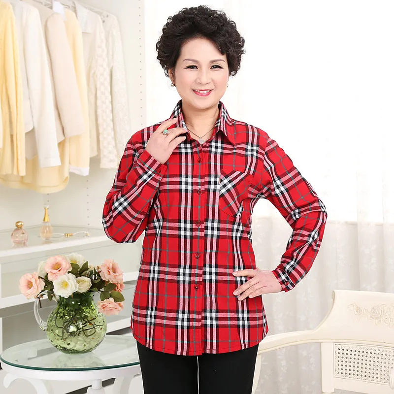 Модные женские блузки 2020 Весенняя хлопковая блузка для пожилых женщин больших