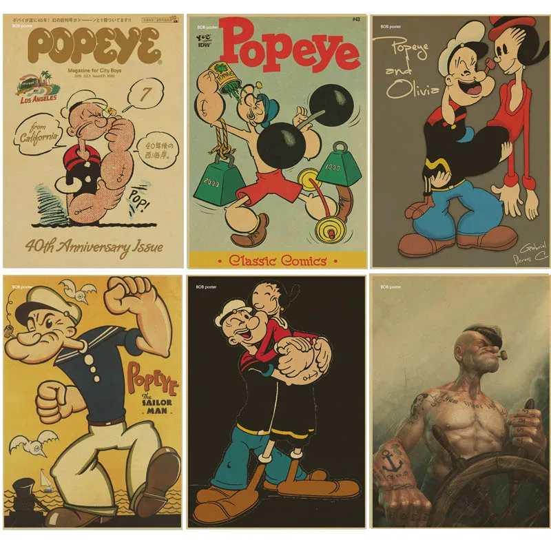 Popeye в морском стиле с Betty Boop плакат/Ретро Постер Мультфильма фильма/крафт-бумаги/ретро постер/детская комната, декоративный светильник