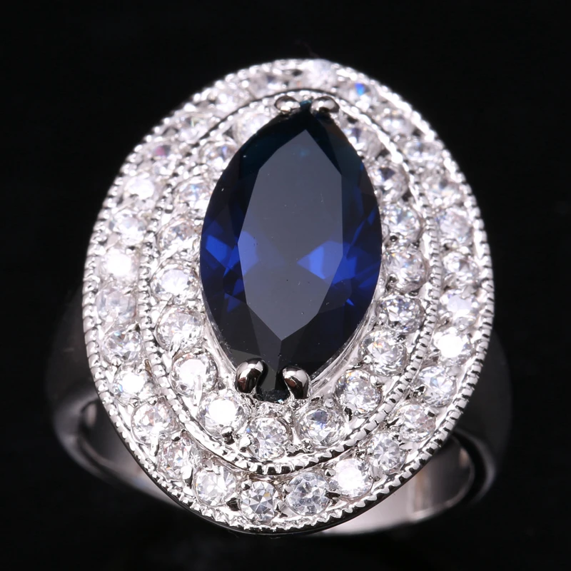 

Сумасшедший красивый глаз Самоцветы глубокий Лондон Голубой оникс Белый Цирконий 925 стерлингового серебра партия Кольца США # размеры 6 7 8 9 ...