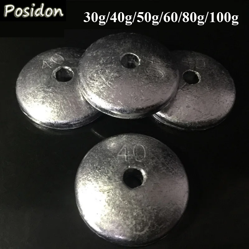 Posidon 5 шт./пакет 30 г/40 г/50 г/60 г/80 г/100 г Плоская Круглая рыболовная свинцовая груша