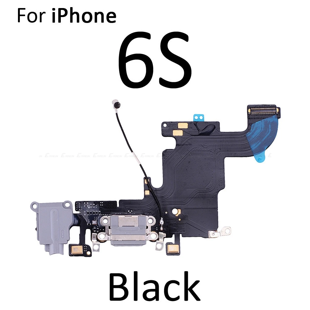 USB док-коннектор, зарядный порт гибкий кабель для iPhone 4S 5 5S SE 6 6S Plus USB зарядное устройство штекер гибкий кабель, запчасти для ремонта - Цвет: For iPhone 6S Black