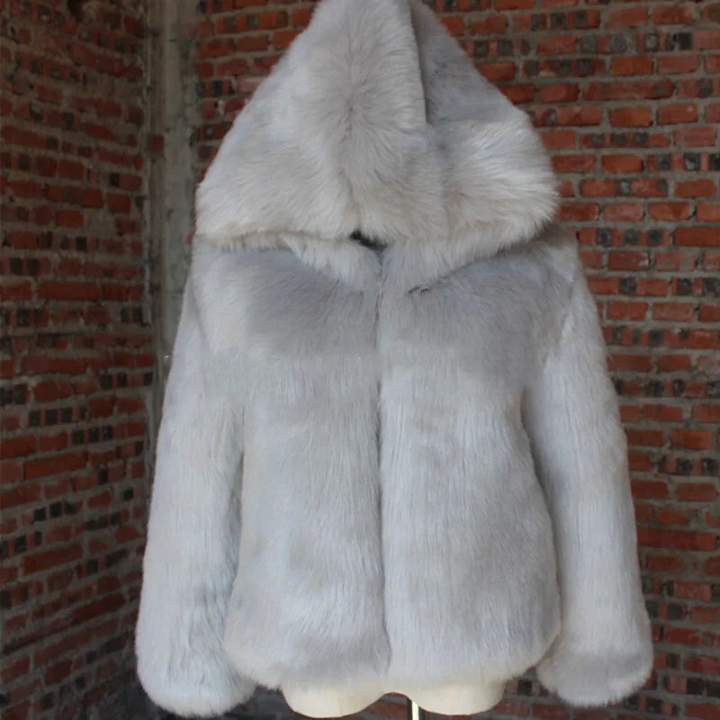 Теплые зимние толстовки пальто из искусственного лисьего меха для женщин