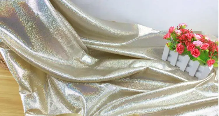 Радужная голографическая ткань P1417 - Цвет: LIGHT GOLD