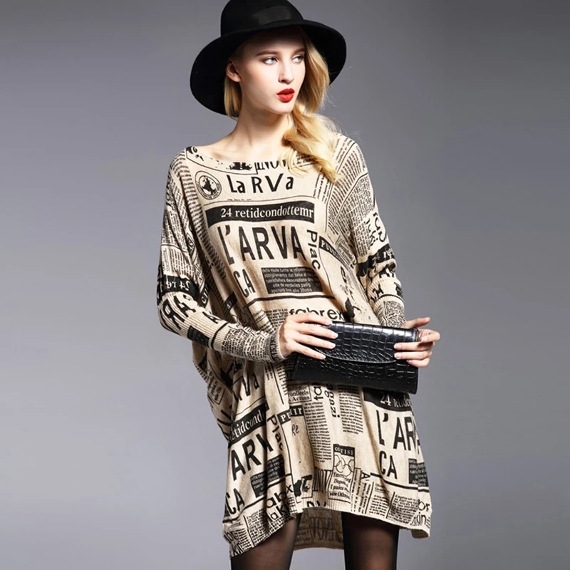 Женский вязаный свитер с буквенным принтом длинный пуловер из мягкой шерсти