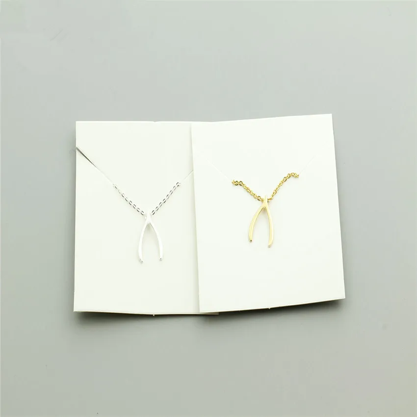 V Attract Small Wishbone Slide Pendant Necklace for Women Copper Jewelry Gold Stainless Steel Chain Collier |