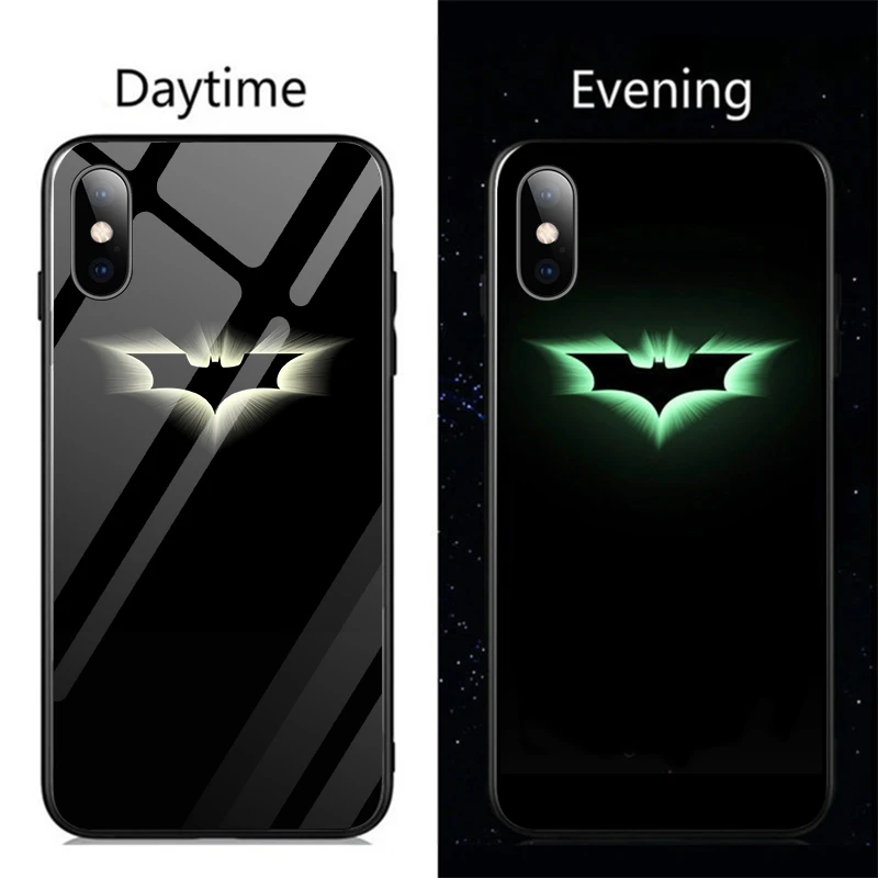 Batman Чудо-яд Бэтмен Железный человек светящийся стеклянный чехол для телефона для iPhone 11 Pro Max XSmax XR XS X 8 7 6 s Plus чехол Капитан Америка - Цвет: Batman