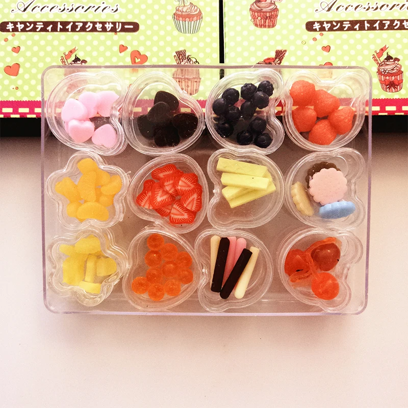 12 упаковок/партия мини глина искусственные фрукты печенье шоколад сделай сам