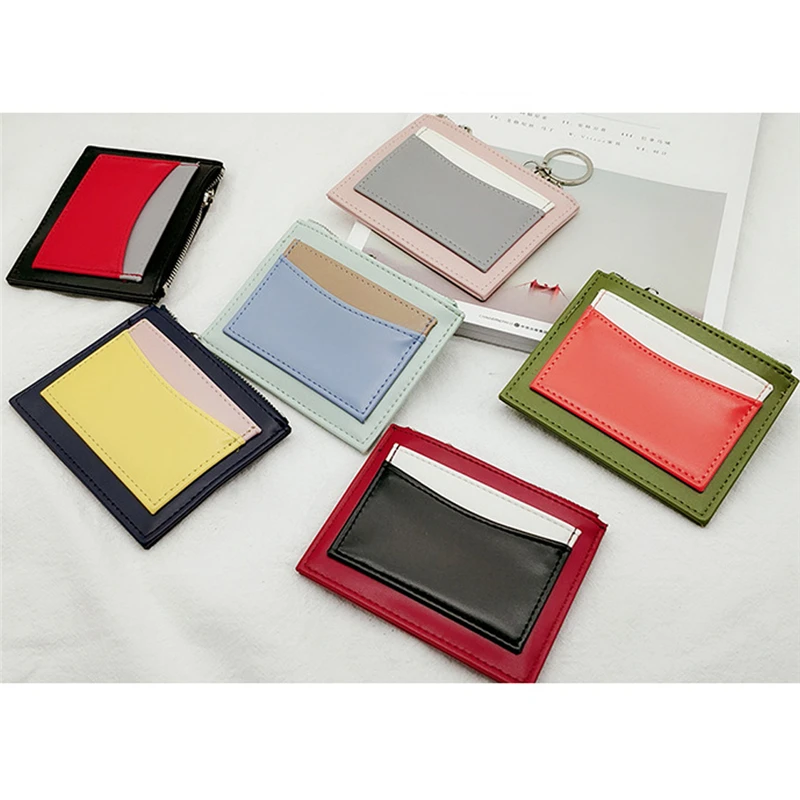 

multi-function Leather Credit Card Holder Slim Women Wallets Korean Style Id Card Holder Small Wallet Female Pasjeshouder