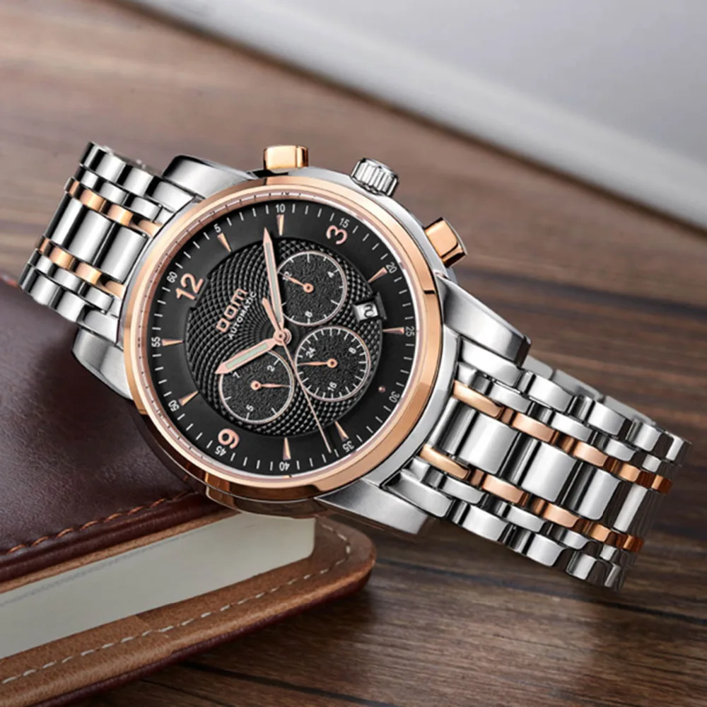 Dom автоматическая механические с автоподзаводом ветер из нержавеющей стали relogio