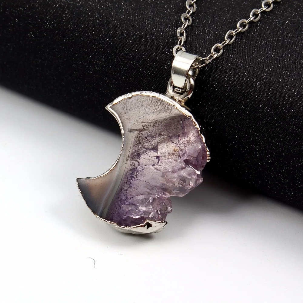 Dayoff Druzy Dursy камень кулон цепочки и ожерелья s для женщин Jewelry посеребренный простой