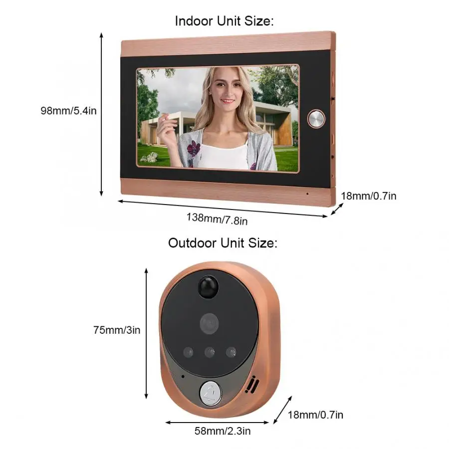 Wifi беспроводной дверной глазок звонок 7 дюймов ЖК-экран 720P HD PIR камера 16 Chime