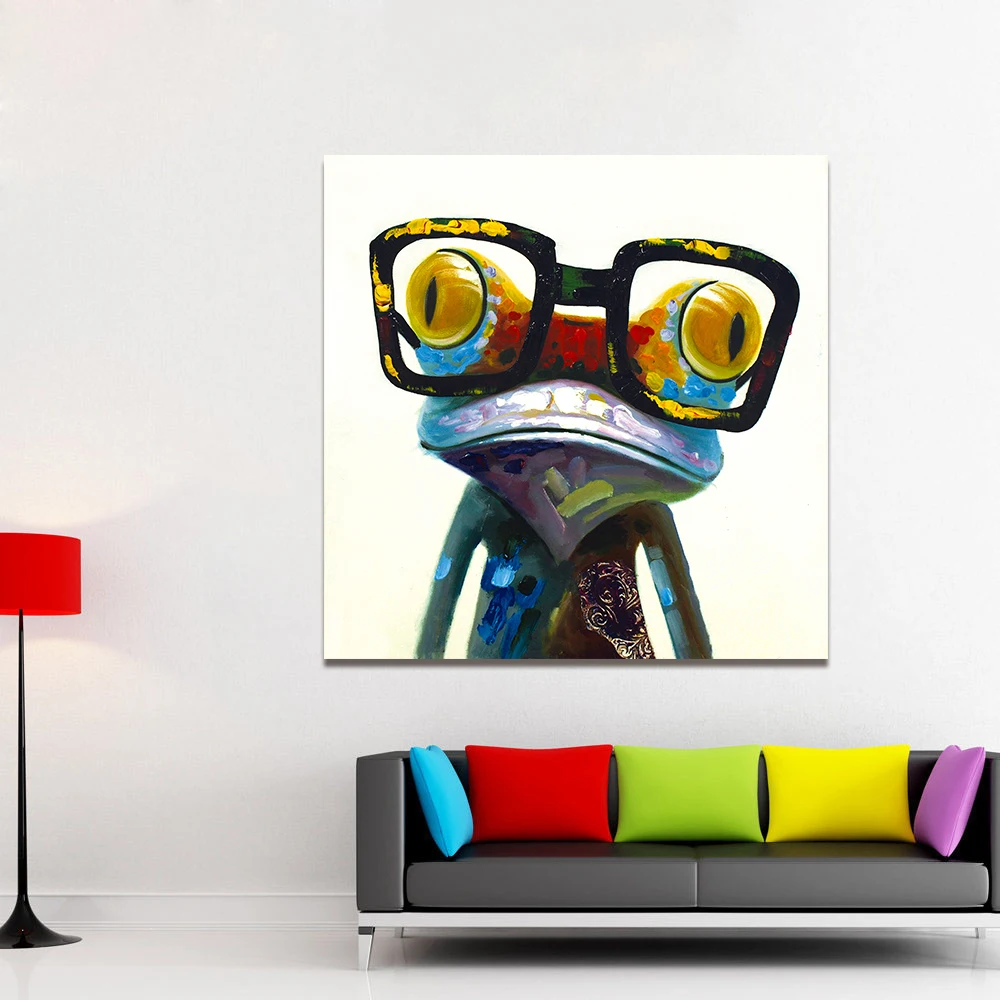 HDARTISAN настенная живопись с животными Холст Искусство лягушка со стеклянной