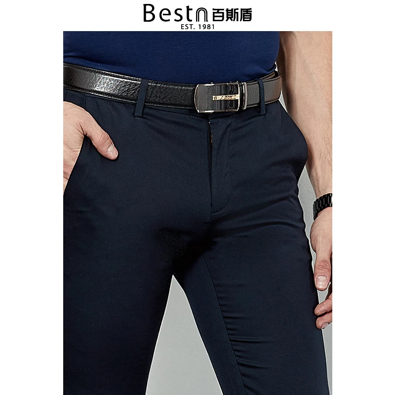 Bestn 2019 весенне-летние мужские деловые прямые однотонные облегающие штаны с