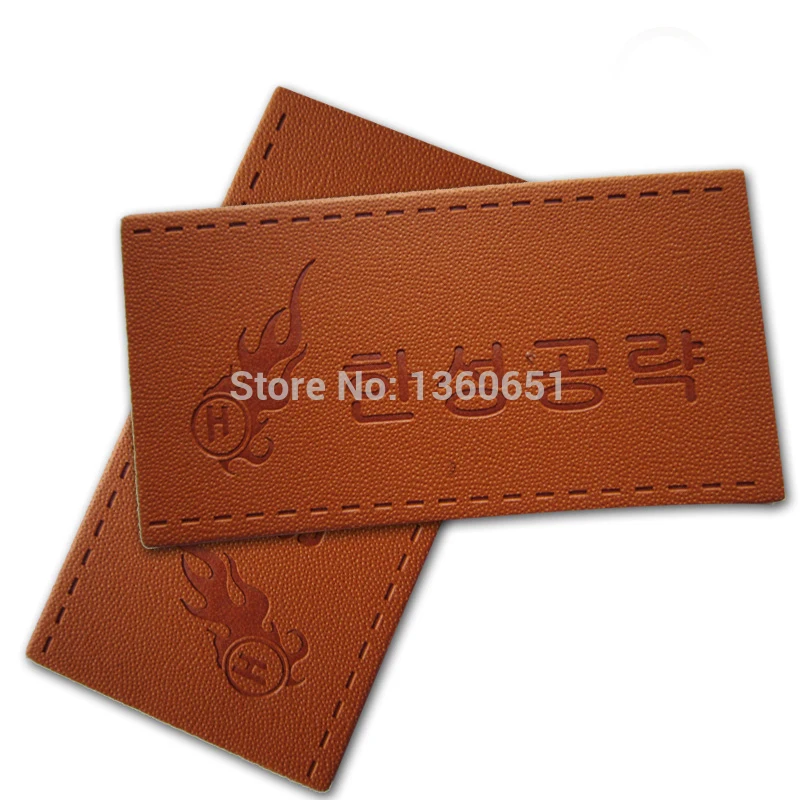 wholesale customized Garment Shoes Jeans embossed/deboss PU Leather Label with logo & trademark