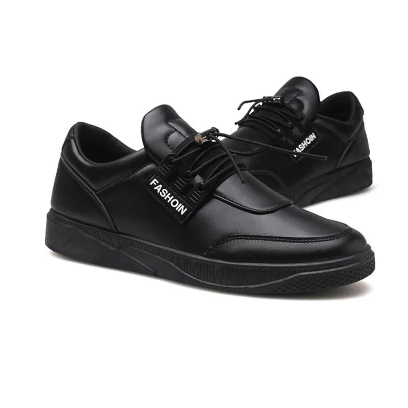 New Mens Casual Shoes Hot Sale Black White Leather Sneakers Men Breathable Hard-Wearing Board |