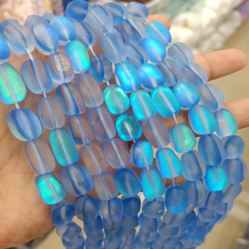 About 9x13mm Matte Synthesis Glitter Moon Stone Beads DIY Loose Purple Flash Shimmer Bead For Jewelry Making Bracelet 15'' |