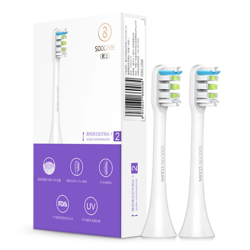 White Xiaomi Soocare X3 2 шт SOOCAS сменная электрическая зубная щетка головка для SOOCAS/Xiaomi Mijia SOOCARE X3 головка щетки горячая распродажа - Цвет: White