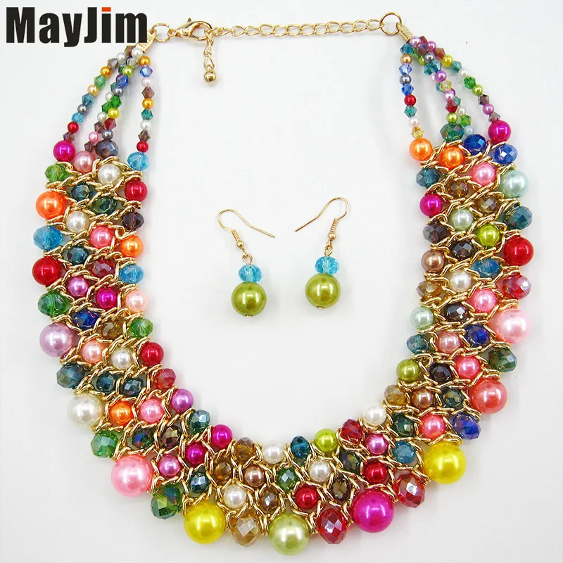 Заявление ожерелье 2017 мода ювелирные наборы Ручной Работы из бисера цепи большой