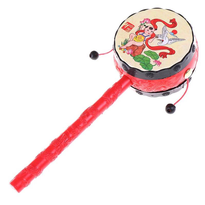 

1PCS Chinese Traditional Rattle Drum Baby Kids Cartoon Plastic Spin Hand Bell Music Toys Fun Toy