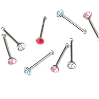 10pcs crystal rhinestone body jewelry nose nail ring 316l surgical steel nose studs ear piercing earring fashion wedding trinket