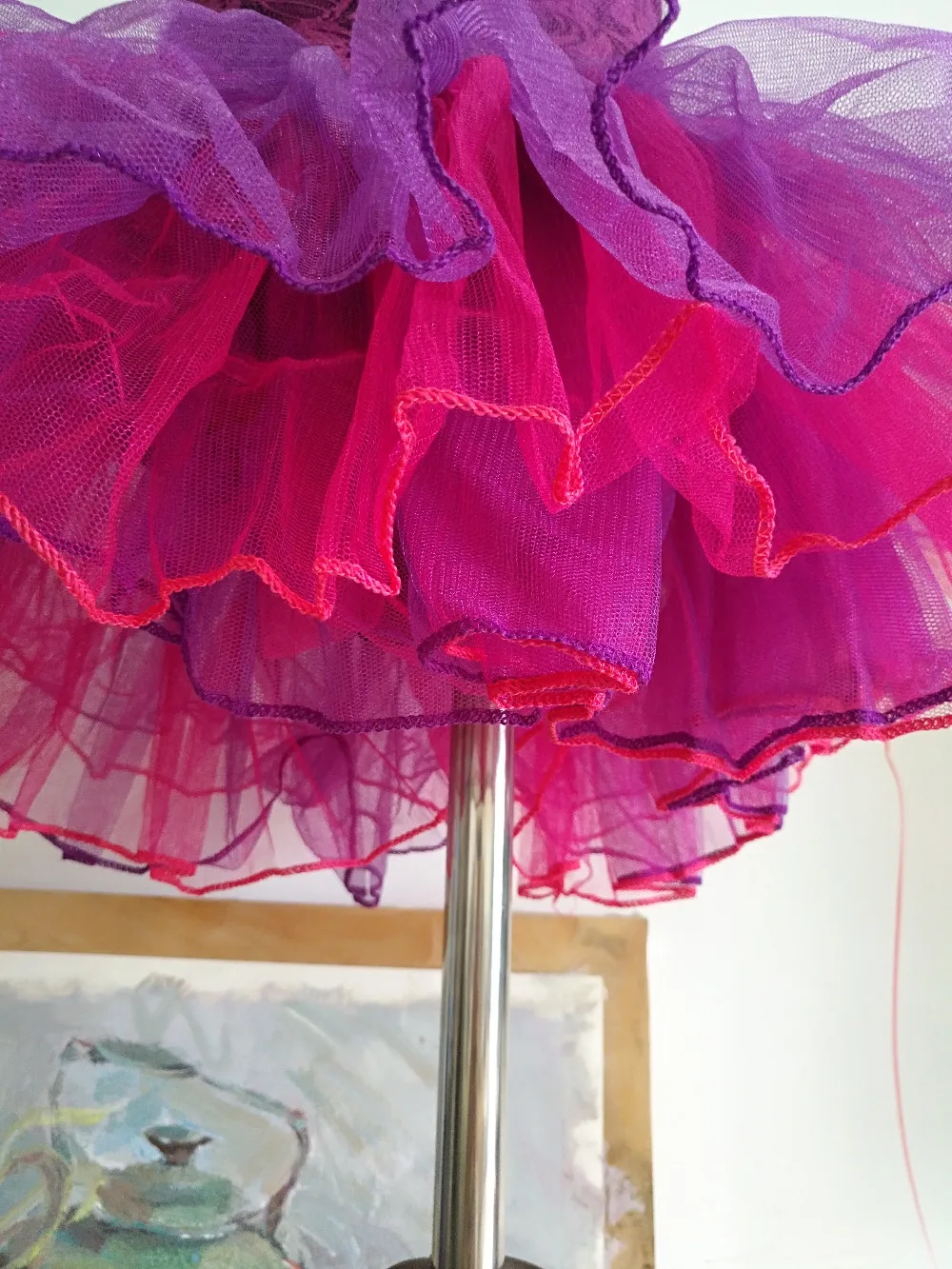 Фиолетовый кружевной балетный костюм детский танцевальный без рукавов Детская