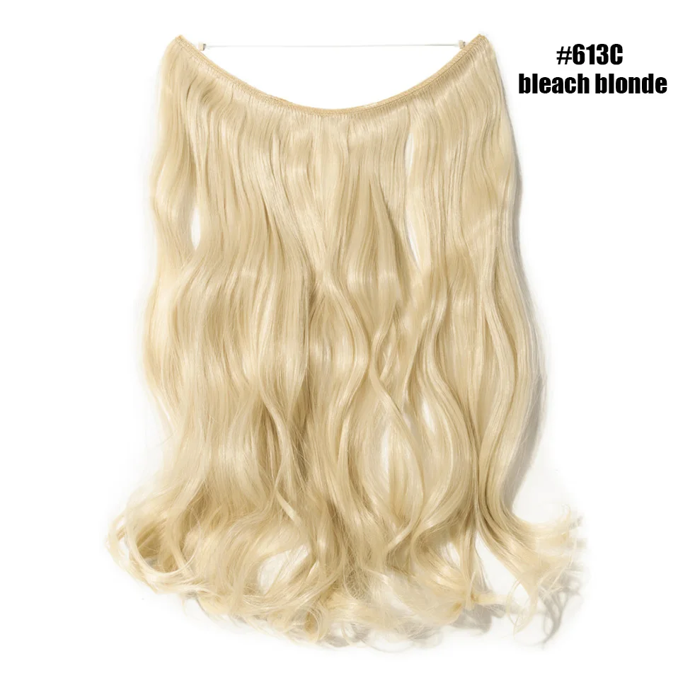 bleach blonde S-noilite Secret Fish Line волосы для наращивания натуральные длинные вьющиеся синтетические невидимая проволока без зажимов накладные волосы для женщин - Цвет: bleach blonde