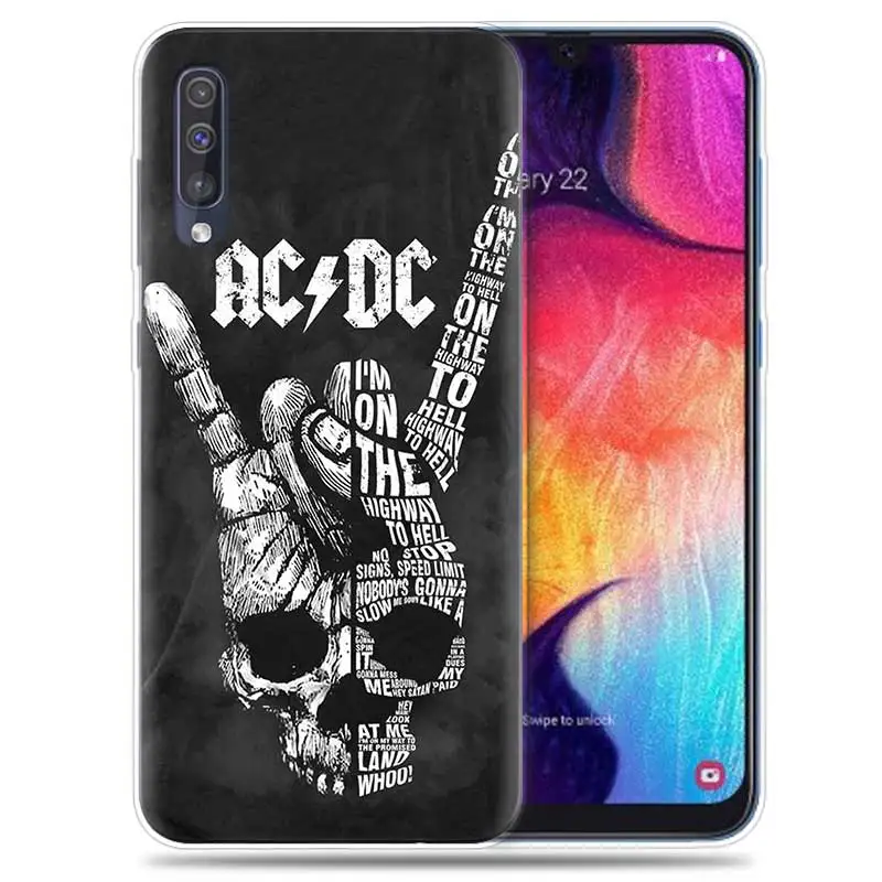 SK-006 Прозрачный силиконовый чехол для samsung Galaxy A50 A70 A30 M30 M20 A10 A20 A40 M20 чехол для телефона ACDC Rock Ac DC Angus young - Цвет: SK-006
