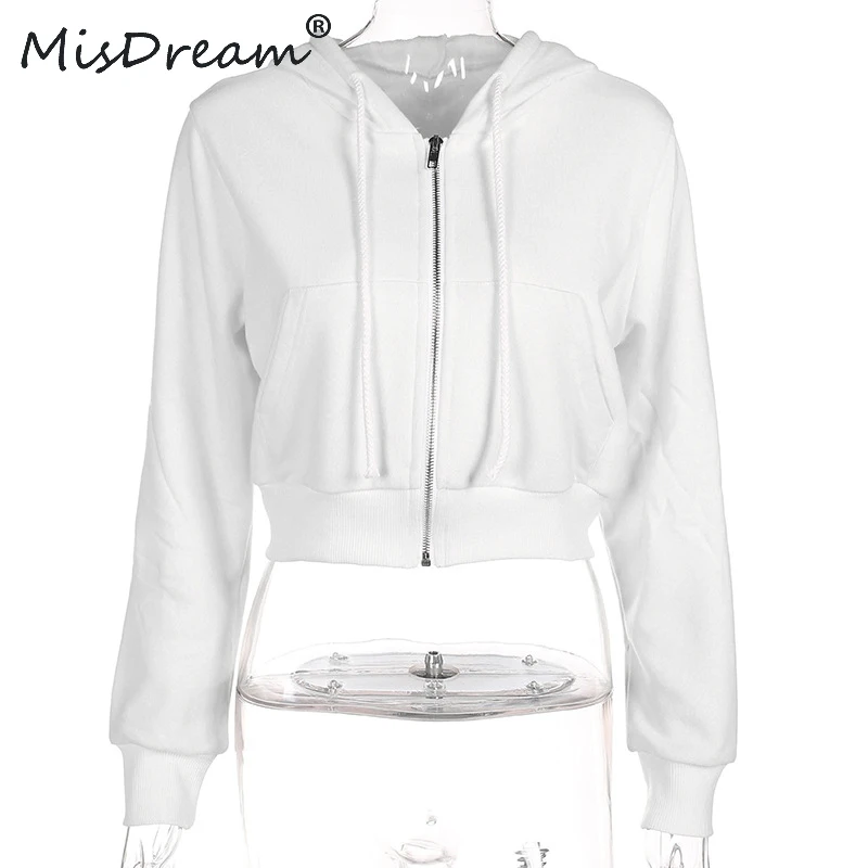 MisDream, бейсбольные белые пальто с капюшоном, куртки, женская верхняя одежда, осенняя укороченная спортивная куртка на молнии, женские повседневные пальто, укороченный топ